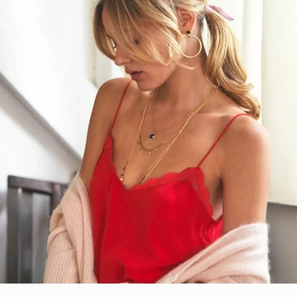 Nwt! Sezane Debby silk top red - Picture 2 of 7